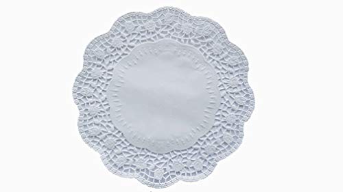gastro 100 Stück Deko Tortenspitzen Rund Weiß Papier Durchmesser: 26 cm von gastro