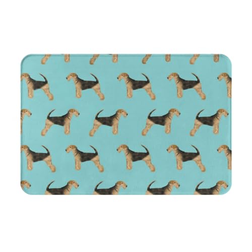 gawuoab Airedale Terrier Hund (2), 24"x16" rutschfeste waschbare Fußmatte für den Innenbereich, Fußmatte für die Vordertür, Badezimmerteppiche von gawuoab