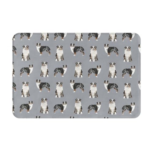 gawuoab Australian Shepherd Blue Merle Dog Simple Grey, 24"x16" rutschfeste, waschbare Fußmatte für den Innenbereich, Fußmatte für die Vordertür, Badezimmerteppiche von gawuoab