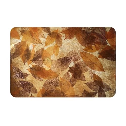 gawuoab Braun Beige Gold Blätter Herbst Leinen, 24"x16" rutschfeste waschbare Innen Fußmatte Vordertür Matte, Badezimmer Teppiche von gawuoab