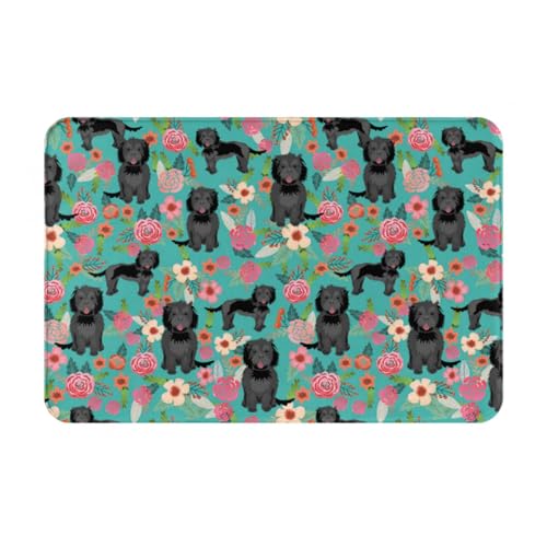 gawuoab Cockapoo Floral Black Cockapoo Dogs and Florals Dog, 24"x16" rutschfeste, waschbare Fußmatte für den Innenbereich, Fußmatte für die Vordertür, Badezimmerteppiche von gawuoab