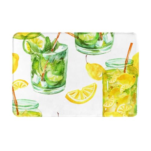 gawuoab Drink Cocktail Lemon Ice, 24"x16" rutschfeste waschbare Fußmatte für den Innenbereich, Fußmatte für die Vordertür, Badezimmerteppiche von gawuoab