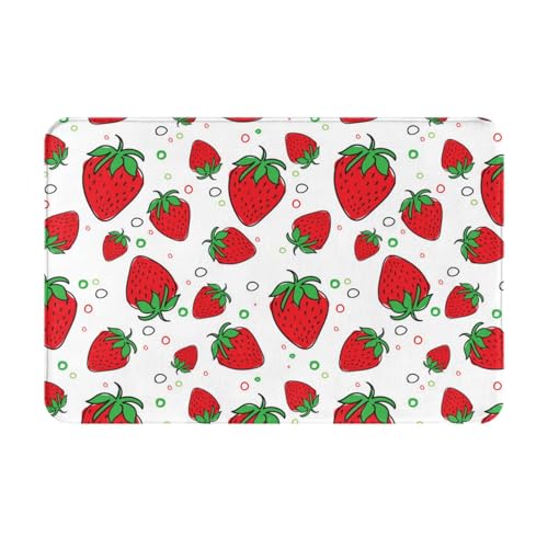 gawuoab Erdbeere (2), 24"x16" rutschfeste waschbare Fußmatte für den Innenbereich, Fußmatte für die Vordertür, Badezimmerteppiche von gawuoab