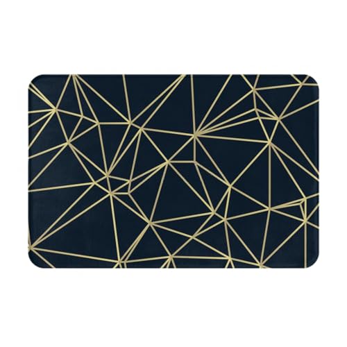 gawuoab Goldene Linien Dreieck auf dunklem, 24"x16" rutschfeste waschbare Fußmatte für den Innenbereich, Fußmatte für die Vordertür, Badezimmerteppiche von gawuoab