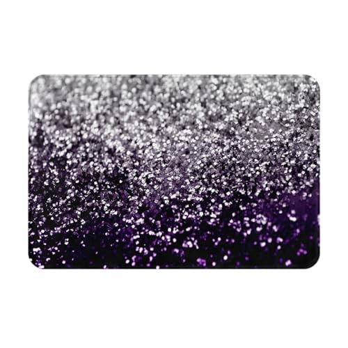 gawuoab Lila Schwarz Silber Glitzer, 24"x16" rutschfeste waschbare Fußmatte für den Innenbereich, Fußmatte für die Vordertür, Badezimmerteppiche von gawuoab