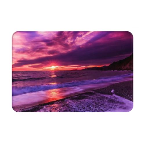 gawuoab Pink Beach Sunset Printed, 24"x16"Anti-Rutsch-Waschbare Fußmatte für den Innenbereich, Fußmatte für die Vordertür, Badezimmerteppiche von gawuoab