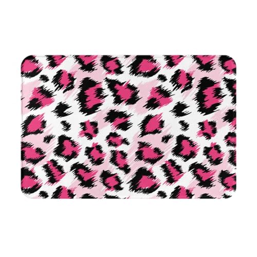 gawuoab Pink Leopard (2), 24"x16" rutschfeste waschbare Fußmatte für den Innenbereich, Fußmatte für die Vordertür, Badezimmerteppiche von gawuoab
