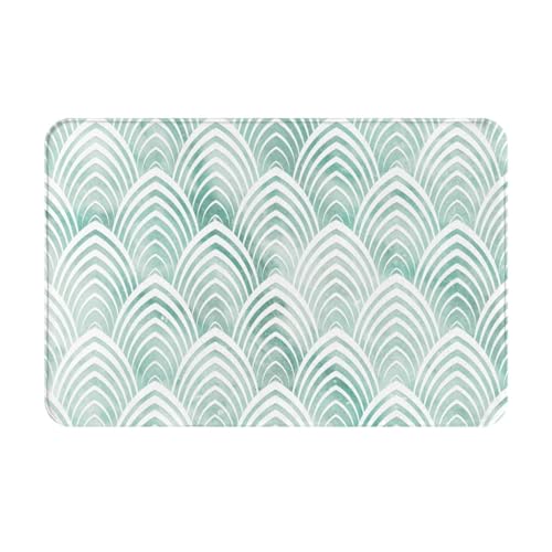 gawuoab Scales Aqua Mint White Geometry Marble, 24"x16" rutschfeste, waschbare Fußmatte für den Innenbereich, Fußmatte für die Vordertür, Badezimmerteppiche von gawuoab