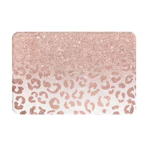 gawuoab Trendy Faux Rose Gold Glitter Ombre Leopard, 24"x16" rutschfeste waschbare Fußmatte für den Innenbereich, Vordertürmatte, Badezimmerteppiche von gawuoab