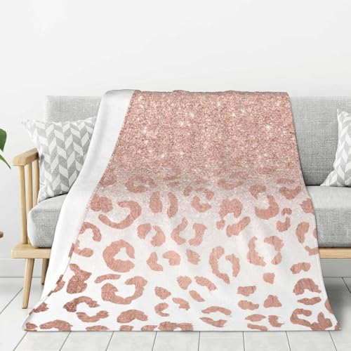 gawuoab Trendy Faux Rose Gold Glitter Ombre Leopard, 80"x60" Flanell Decke Super weich dick gemütlich bequem Couch von gawuoab