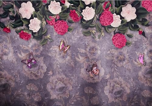 Fototapete 3d Effekt Tapete Blumen Schmetterling Geometrisch Muster Natur 300x210cm Wandbilder Vliestapete Seiden Wand Deko Wohnzimmer/Schlafzimmer von gdkldfg