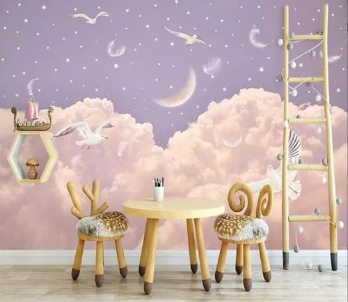 Fototapete 3d Effekt Tapete Cartoon Mädchen Himmel Wolken Vogel Sterne Mond Natur 400x280cm Wandbilder Vliestapete Seiden Wand Deko Wohnzimmer/Schlafzimmer Fototapete 3d Effekt Tapete Cartoon Mädchen Himmel Wolken Vogel Sterne Mond Natur 400x280cm Wandbilder Vliestapete Seiden Wand Deko Wohnzimmer/Schlafzimmer von gdkldfg