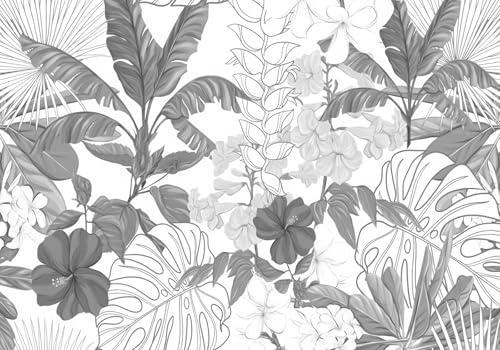 Fototapete 3d Effekt Tapete Dschungel Pflanzen Blumen Tropisch Natur Schwarz-Weiß 300x210cm Wandbilder Vliestapete Seiden Wand Deko Wohnzimmer/Schlafzimmer Fototapete 3d Effekt Tapete Dschungel Pflanzen Blumen Tropisch Natur Schwarz-Weiß 300x210cm Wandbilder Vliestapete Seiden Wand Deko Wohnzimmer/Schlafzimmer von gdkldfg