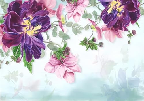 Fototapete 3d Effekt Tapete Pflanzen Blumen Zen-Inspiriert Natur Lila 350x250cm Wandbilder Vliestapete Seiden Wand Deko Wohnzimmer/Schlafzimmer Fototapete 3d Effekt Tapete Pflanzen Blumen Zen-Inspiriert Natur Lila 350x250cm Wandbilder Vliestapete Seiden Wand Deko Wohnzimmer/Schlafzimmer von gdkldfg