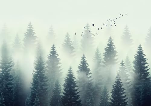 Fototapete 3d Effekt Tapete Wald Nebel Vogel Natur Grün 400x256cm Wandbilder Vliestapete Seiden Wand Deko Wohnzimmer/Schlafzimmer Fototapete 3d Effekt Tapete Wald Nebel Vogel Natur Grün 400x256cm Wandbilder Vliestapete Seiden Wand Deko Wohnzimmer/Schlafzimmer von gdkldfg
