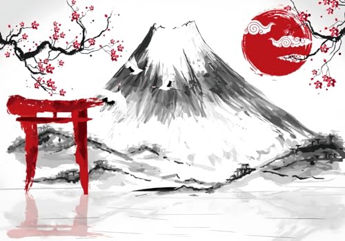 Fototapete 3d Effekt Tapete Zen-Inspiriert Kunst Blumen Berge Natur Rot 300x240cm Wandbilder Vliestapete Seiden Wand Deko Wohnzimmer/Schlafzimmer Fototapete 3d Effekt Tapete Zen-Inspiriert Kunst Blumen Berge Natur Rot 300x240cm Wandbilder Vliestapete Seiden Wand Deko Wohnzimmer/Schlafzimmer von gdkldfg
