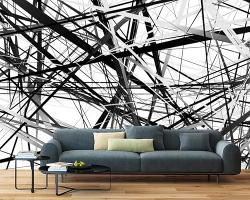 Tapete Deko 300x210cm Geometrisch Graffiti Grau Vliestapete,Wanddeko Wohnzimmer/Schlafzimmer,Fototapete 3d Effekt,Wandbilder von gdkldfg