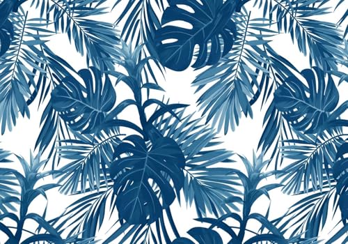 Tapete Deko 300x210cm Tropisch Dschungel Naturlandschaft Blau Vliestapete,Wanddeko Wohnzimmer/Schlafzimmer,Fototapete 3d Effekt,Wandbilder von gdkldfg
