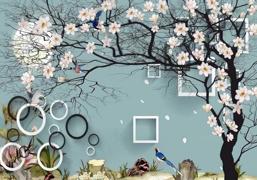 Tapete Deko 300x210cm Zen Natur Blumen Baum Vögel Schwarz Weiß Vliestapete,Wanddeko Wohnzimmer/Schlafzimmer,Fototapete 3d Effekt,Wandbilder Tapete Deko 300x210cm Zen Natur Blumen Baum Vögel Schwarz Weiß Vliestapete,Wanddeko Wohnzimmer/Schlafzimmer,Fototapete 3d Effekt,Wandbilder von gdkldfg