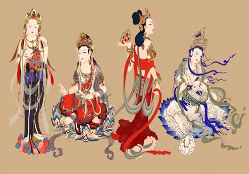 Tapete Deko 300x240cm Asiatisch Zen Religiös Porträt Vliestapete,Wanddeko Wohnzimmer/Schlafzimmer,Fototapete 3d Effekt,Wandbilder von gdkldfg