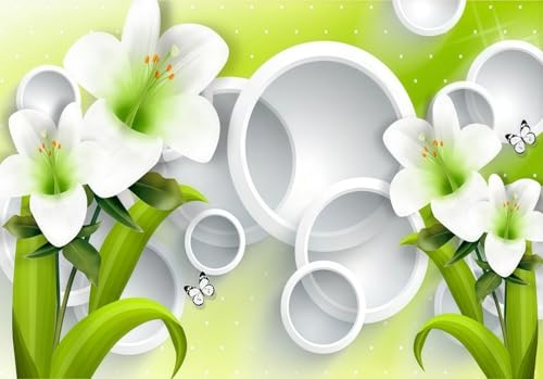 Tapete Deko 350x250cm Grün Blumen Weiß Geometrisch Vliestapete,Wanddeko Wohnzimmer/Schlafzimmer,Fototapete 3d Effekt,Wandbilder Tapete Deko 350x250cm Grün Blumen Weiß Geometrisch Vliestapete,Wanddeko Wohnzimmer/Schlafzimmer,Fototapete 3d Effekt,Wandbilder von gdkldfg