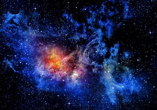 Tapete Deko 400x256cm Cartoon Sternenhimmel Universum Blau Kinderzimmer Vliestapete,Wanddeko Wohnzimmer/Schlafzimmer,Fototapete 3d Effekt,Wandbilder von gdkldfg