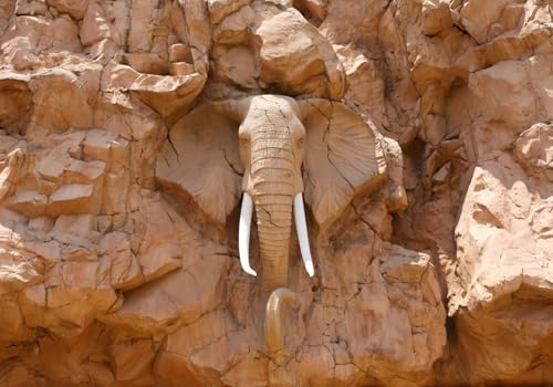 Tapete Deko 400x280cm Elefant Relief Kunst Vliestapete,Wanddeko Wohnzimmer/Schlafzimmer,Fototapete 3d Effekt,Wandbilder von gdkldfg