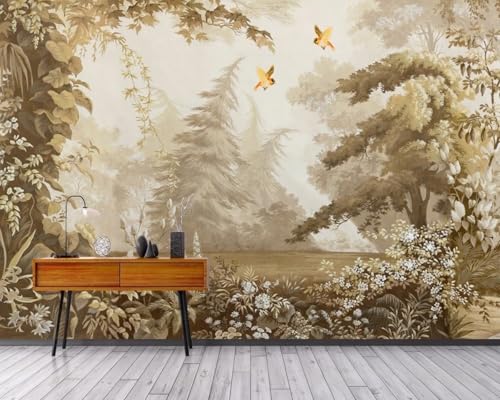 Tapete Deko 430x300cm Retro Tropisch Dschungel Naturlandschaft Vliestapete,Wanddeko Wohnzimmer/Schlafzimmer,Fototapete 3d Effekt,Wandbilder von gdkldfg