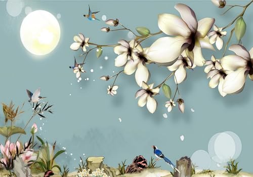 Tapete Deko 430x300cm Zen Natur Blumen Vögel Mond Vliestapete,Wanddeko Wohnzimmer/Schlafzimmer,Fototapete 3d Effekt,Wandbilder Tapete Deko 430x300cm Zen Natur Blumen Vögel Mond Vliestapete,Wanddeko Wohnzimmer/Schlafzimmer,Fototapete 3d Effekt,Wandbilder von gdkldfg