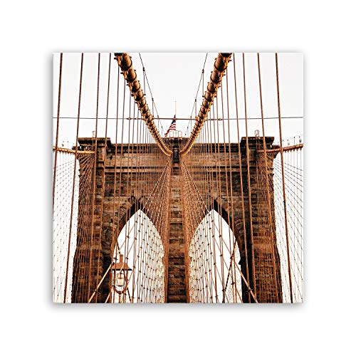 ge Bildet Bild auf Leinwand | Brooklyn Bridge in New York F in 50x50 cm als Wandbild | Wand-deko Dekoration Wohnung modern Bilder | 2283 von ge Bildet