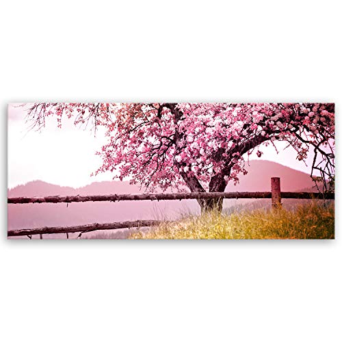 ge Bildet Bild auf Leinwand | Frühlingsbaum in 120x50 cm als Panorama Wandbild XXL | Wand-deko Dekoration Wohnung modern Bilder | 1001 von ge Bildet