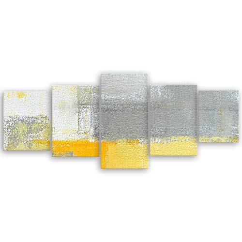 ge Bildet Bild auf Leinwand | Grey and Yellow II abstraktes Bild Gelb Grau D in 200x80 cm mehrteilig als Wandbild XXL | Wand-deko Dekoration Wohnung modern Bilder | 50520172204 von ge Bildet