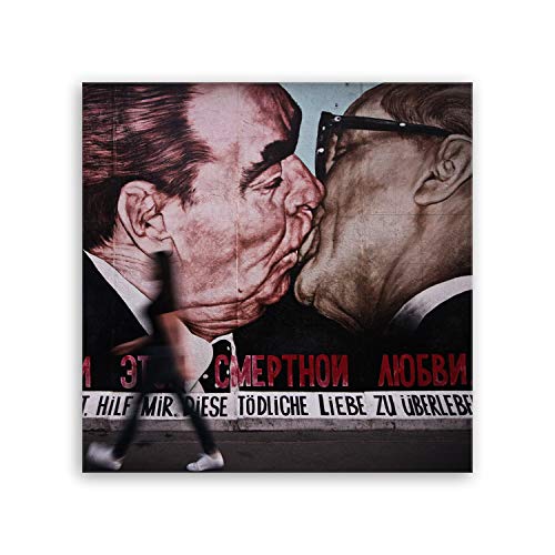 ge Bildet Bild auf Leinwand | Kuss von Honecker und von Brezhnev auf Berliner Mauer in 50x50 cm als Wandbild | Wand-deko Dekoration Wohnung modern Bilder | 3148 von ge Bildet