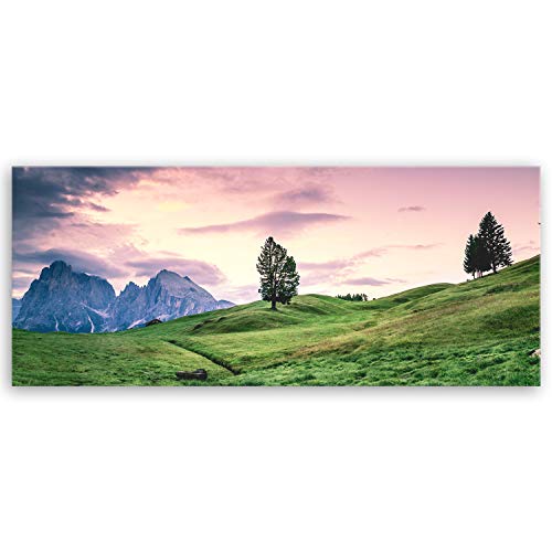 ge Bildet Bild auf Leinwand | Landschaft Serie - Seiser Alm - Kastelruth in Italien in 120x50 cm als Panorama Wandbild XXL | Wand-deko Dekoration Wohnung modern Bilder | 3142II von ge Bildet