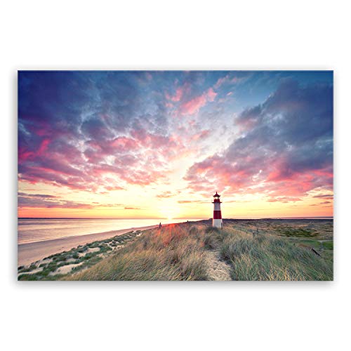 ge Bildet Bild auf Leinwand | Leuchtturm auf Sylt in 120x80 cm als Wandbild XXL | Wand-deko Dekoration Wohnung modern Bilder | 1286 von ge Bildet