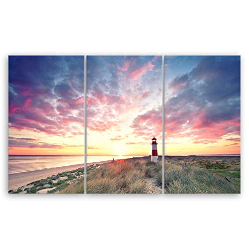 ge Bildet Bild auf Leinwand | Leuchtturm auf Sylt in 165x100 cm mehrteilig als Wandbild XXL | Wand-deko Dekoration Wohnung modern Bilder | 1286 von ge Bildet