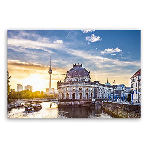 ge Bildet Bild auf Leinwand | guten Morgen Berlin - Stadtbild Städtebild E in 120x80 cm als Wandbild XXL | Wand-deko Dekoration Wohnung modern Bilder | 2211 von ge Bildet