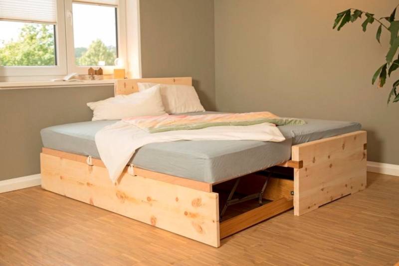 geborgenschlafen Ausziehbett LUNA DUO - Gästebett, Kinderbett, Massivholz, Hergestellt in Deutschland von geborgenschlafen