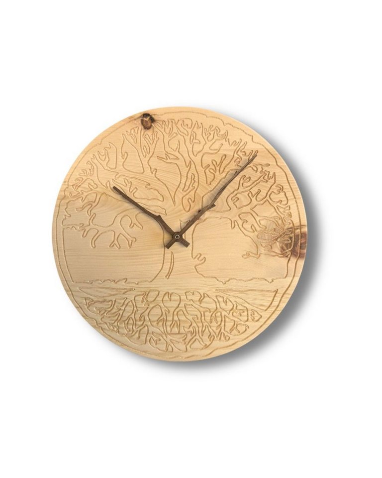geborgenschlafen Wanduhr Holz - Zirbenholz-Uhr "Die Uhr des Lebens" (Handgefertigt in Deutschland - beruhigendes Raumklima) von geborgenschlafen