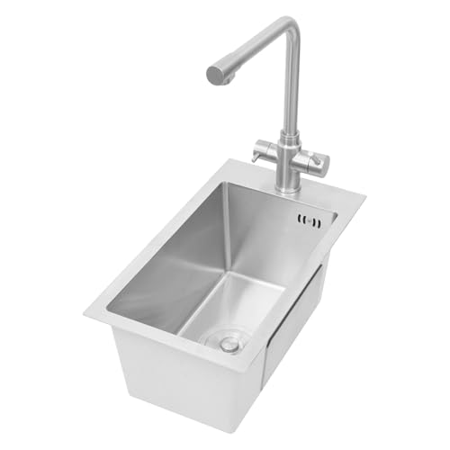 Edelstahl Küchenspüle28x50cm Spülbecken Weiß mit Wasserhahn & Ablauf – Küchenwaschbecken Mini aus 304 Edelstahl für kleine Küchen von gegeweeret