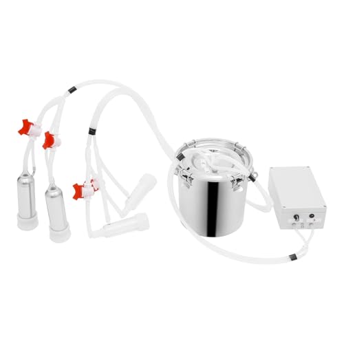 Elektrische Kuhmelkmaschine, 2in1 Vollautomatische Pulsierende Vakuum Melkmaschine für Kühe und Ziegen, 43-46 Puls/min, mit Edelstahl Milcheimer & Zubehör (14L) von gegeweeret