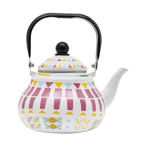 Emaille Wasserkocher,2.5L wasserkessel Retro Teekessel,Edelstahl Topf Öffnung,verhindert Rost,Wasserkessel Induktion für Gasherd Induktionsherd Herd,Gasherde, Infrarot-Öfen von gegeweeret