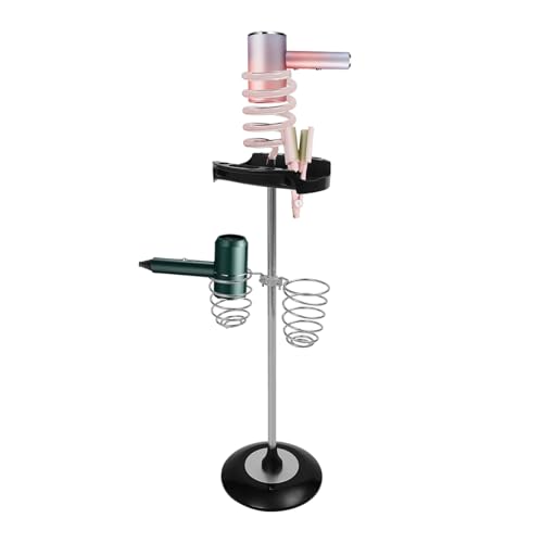 Föhn Halterung Standfuß, Fönhalter Haartrocknerhalter mit Tablett, Tragkraft 6kg für Haartrockner, Glätteisen, Lockenstab, Bürsten, Salon-Werkzeuge, Bodenstehend (Rosa) von gegeweeret
