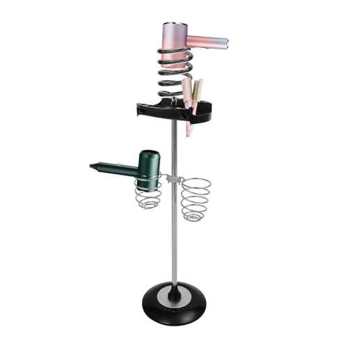 Föhn Halterung Standfuß, Fönhalter Haartrocknerhalter mit Tablett, Tragkraft 6kg für Haartrockner, Glätteisen, Lockenstab, Bürsten, Salon-Werkzeuge, Bodenstehend (Schwarz) von gegeweeret