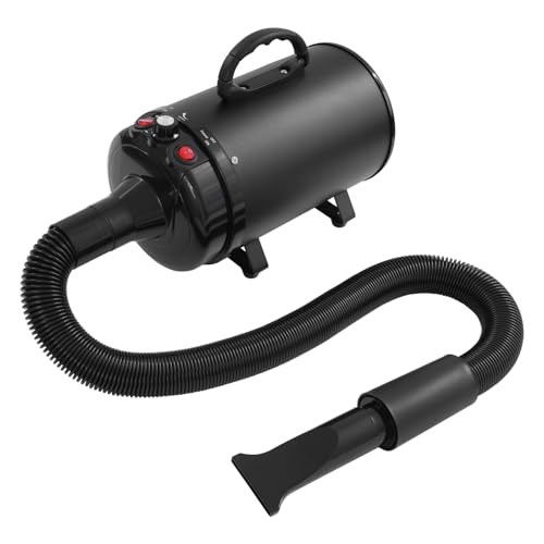 Hundefön Blower mit 4 Düsen - 2200W Profi Blower Hund, Leiser Hundepflege Trockner Gebläse für Hunde und Katzen (Schwarz) von gegeweeret