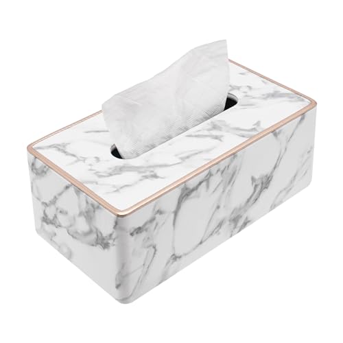 gegeweeret Tissue-Box Halter – Moderner Aufbewahrungsbox mit Marmor-Optik (25x14cm) – Passt für alle Standard-Taschentücher – Elegante Aufbewahrung für Bad/Wohnzimmer von gegeweeret