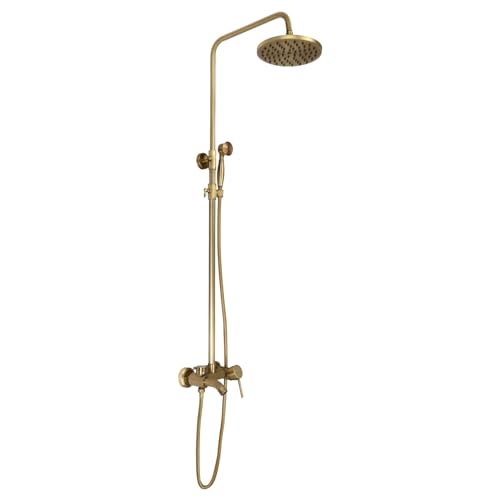 Regendusche Duschsystem Retro Duschset mit Handbrause, Edelstahl Verstellbare DuschsäUle Duschstange ÜBerkopfbrause Set - Die Kopfbrause ist um 360° Drehbar von gegeweeret