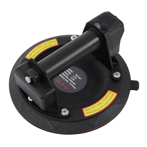 gegeweeret Elektrischer Saugnapf-Hebegerät - 200kg Tragkraft & Automatische Druckregelung - mit 4000mAh Akku & Digitaldisplay - für Glas/Möbel (21cm Durchmesser, Schwarz) von gegeweeret