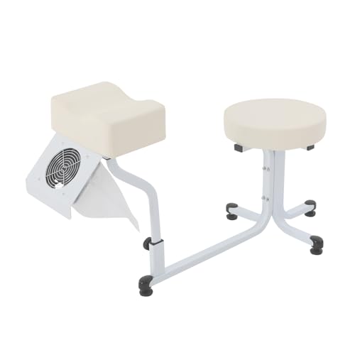 gegeweeretProfessioneller Pediküre-Hocker mit integriertem Staubabsaugsystem – 100kg Tragkraft & 2600 RPM Ventilator – Ergonomisches Design für Nagelstudios inkl. Staubbeutel (Weiß) von gegeweeret
