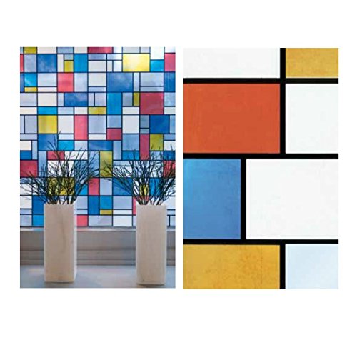 Bunte Fensterfolie Mondriaan Adhesive - Klebefilm Bleiglas Look 0,45 m x 2 m Karo bunt von gekkofix